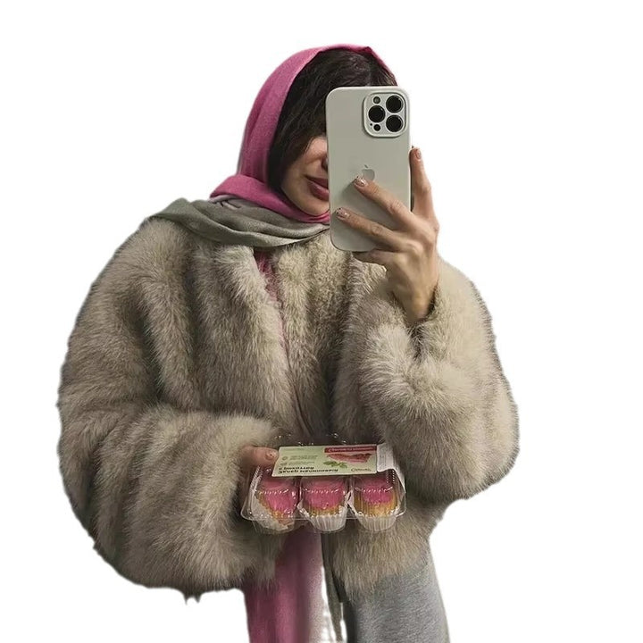Cozy Faux Fur Jacket for Women with Open Cut Lune London