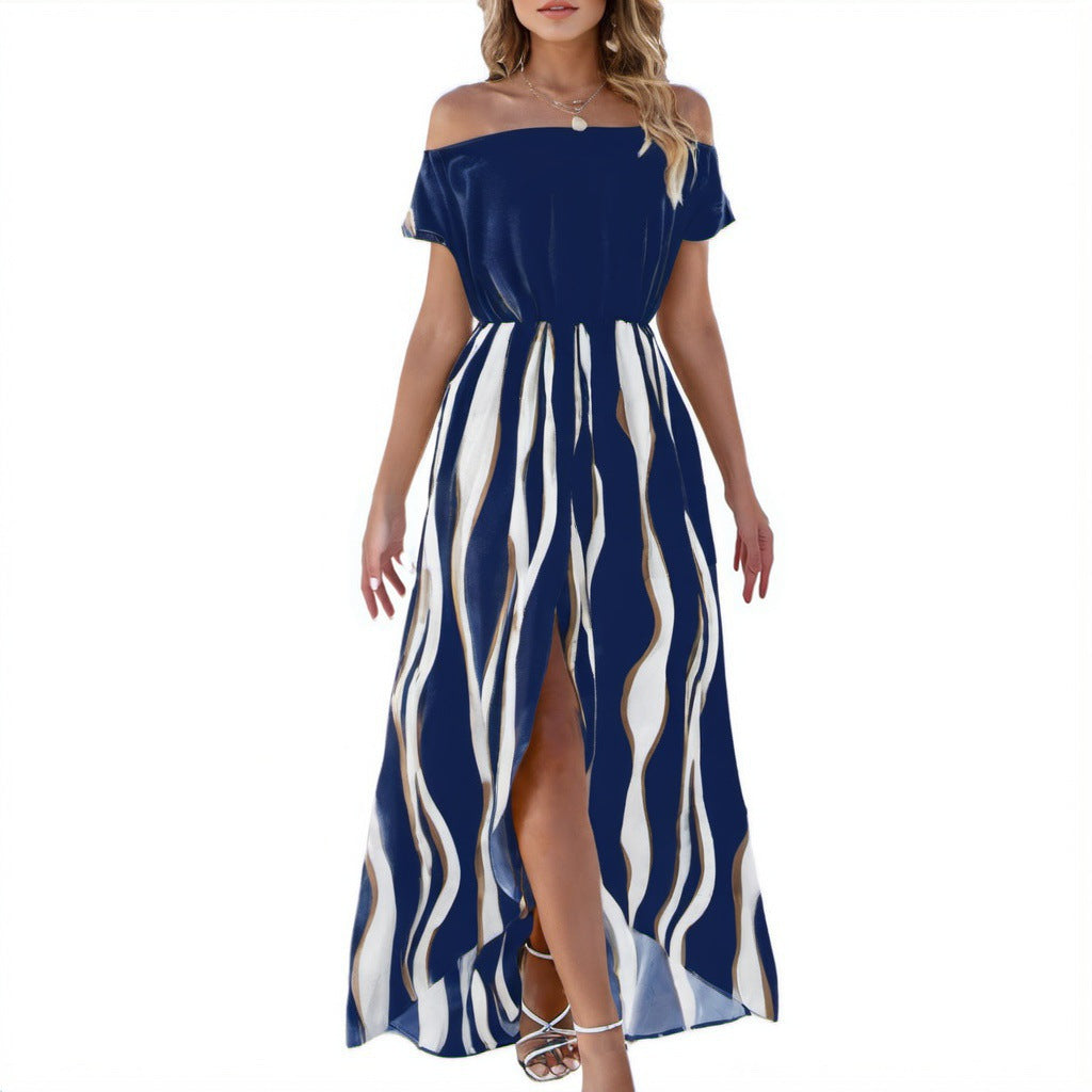 Maxi dress for women with an elegant off-shoulder neckline and a flowing design Lune London