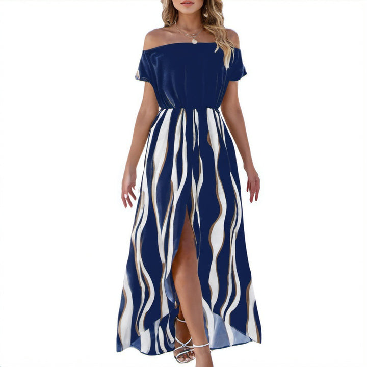 Maxi dress for women with an elegant off-shoulder neckline and a flowing design Lune London