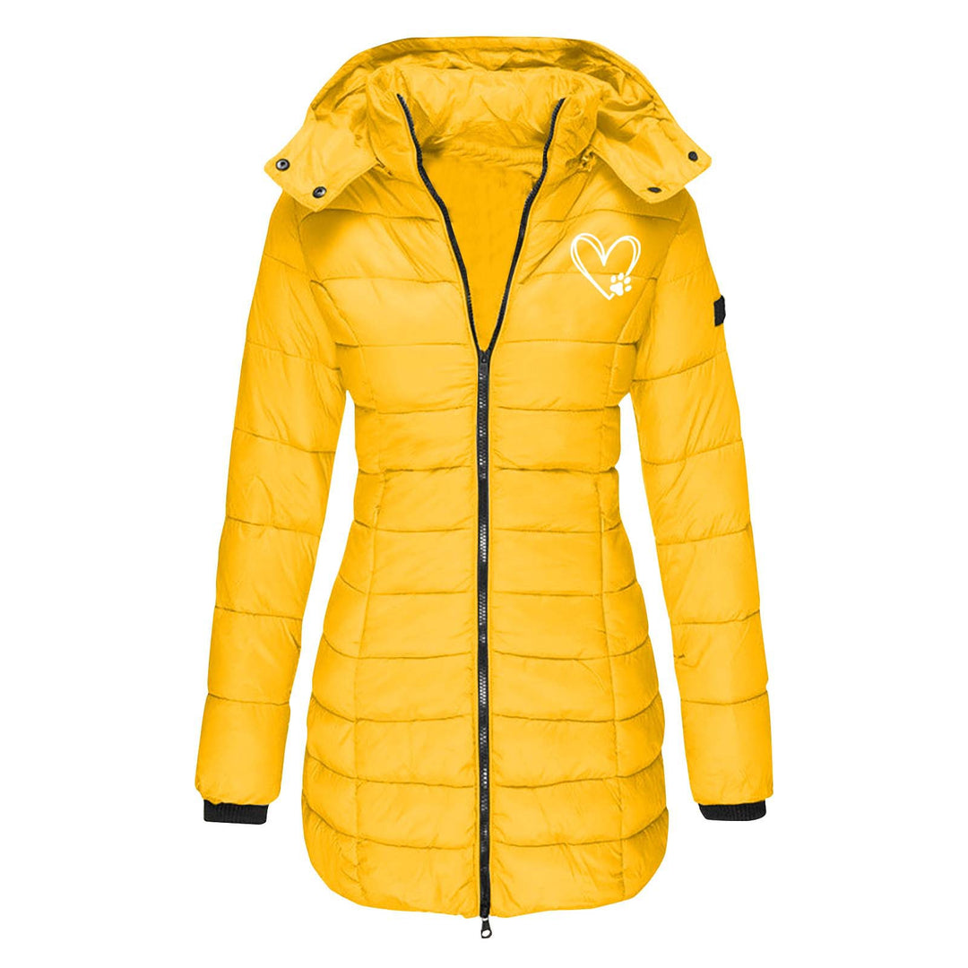 Ladies winter quilted down jacket with removable hood Lune London