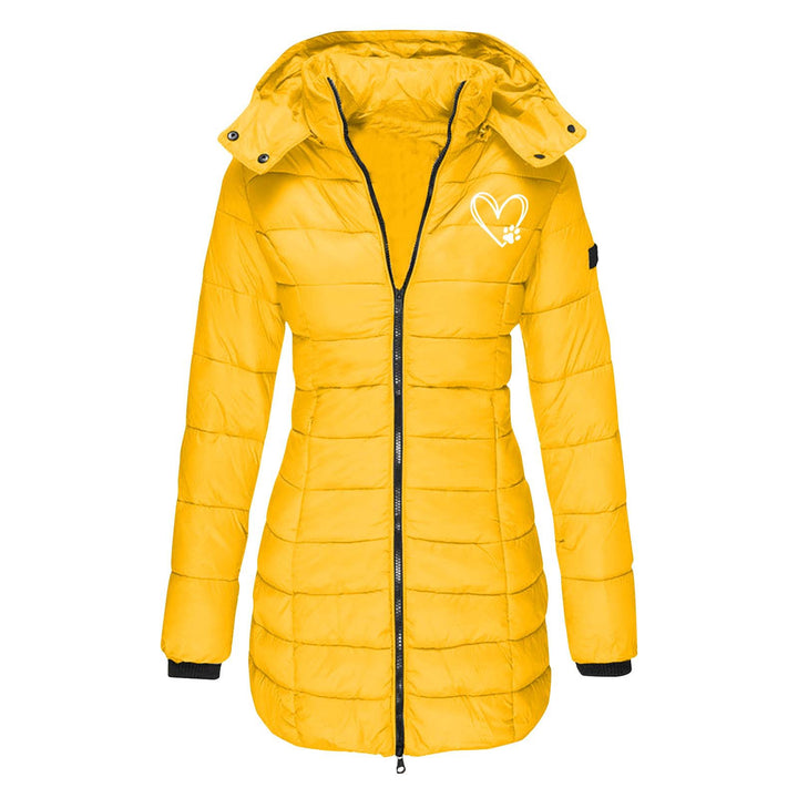 Ladies winter quilted down jacket with removable hood Lune London