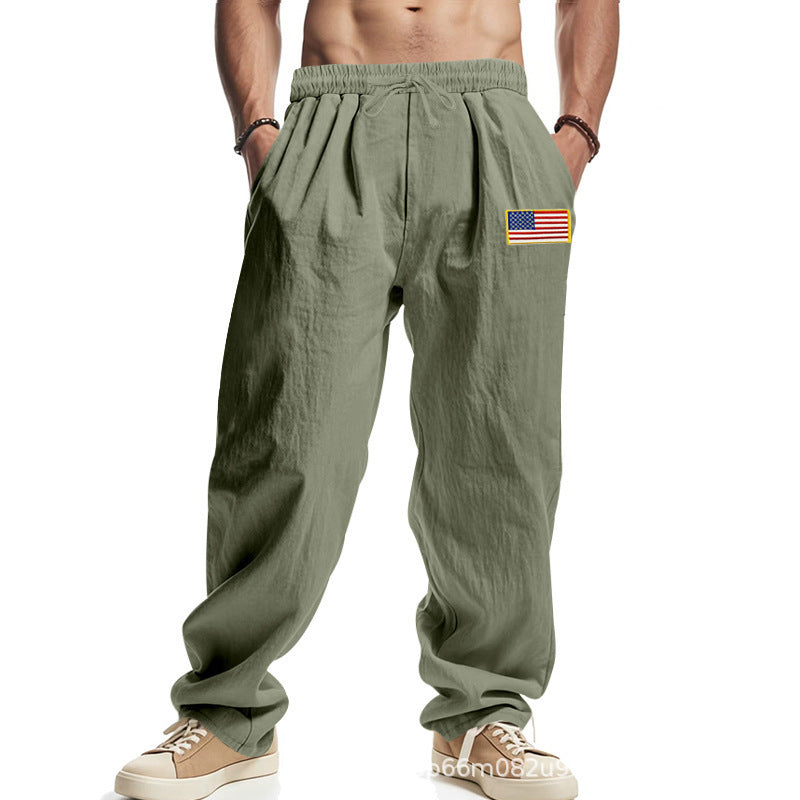 Men's Comfortable Leisure Pants with Elastic Waistband and Usa Flag Application Lune London