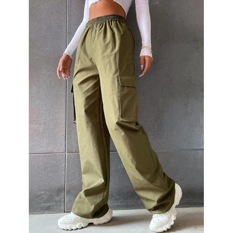 Cargo pants for women with side pockets and elastic waistband Lune London
