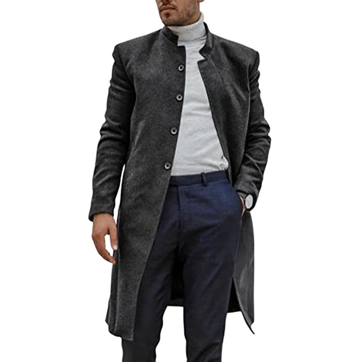 Modern and stylish wool coat for men with a continuous row of buttons Lune London