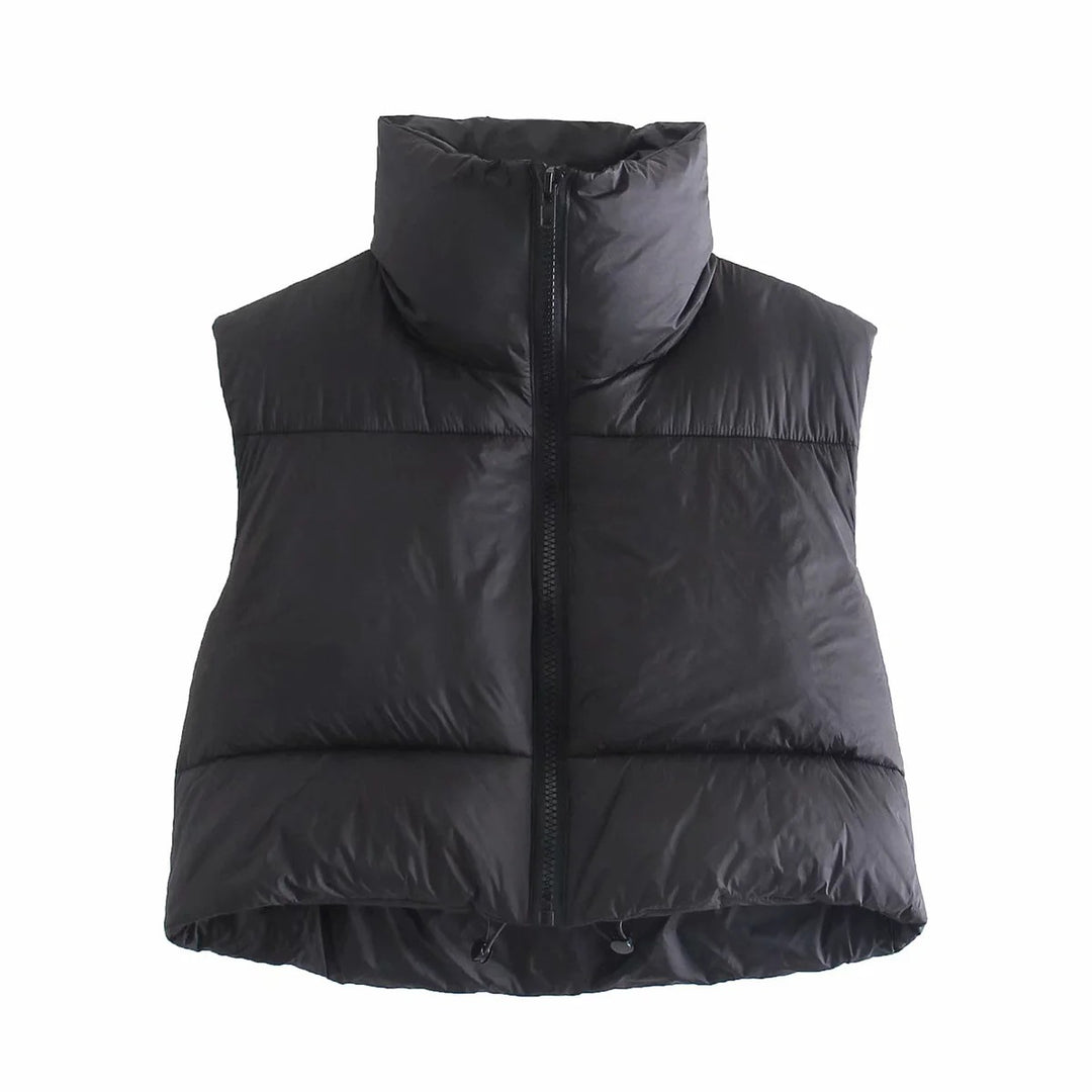 Ladies short quilted jacket with high collar Lune London