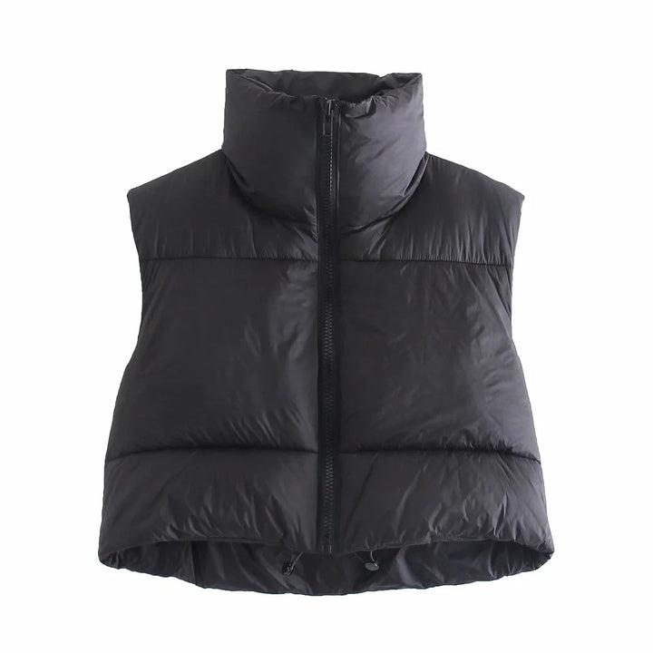 Ladies short quilted jacket with high collar Lune London