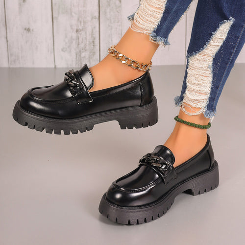 Ladies Chunky Loafers with chain application and robust profile Lune London