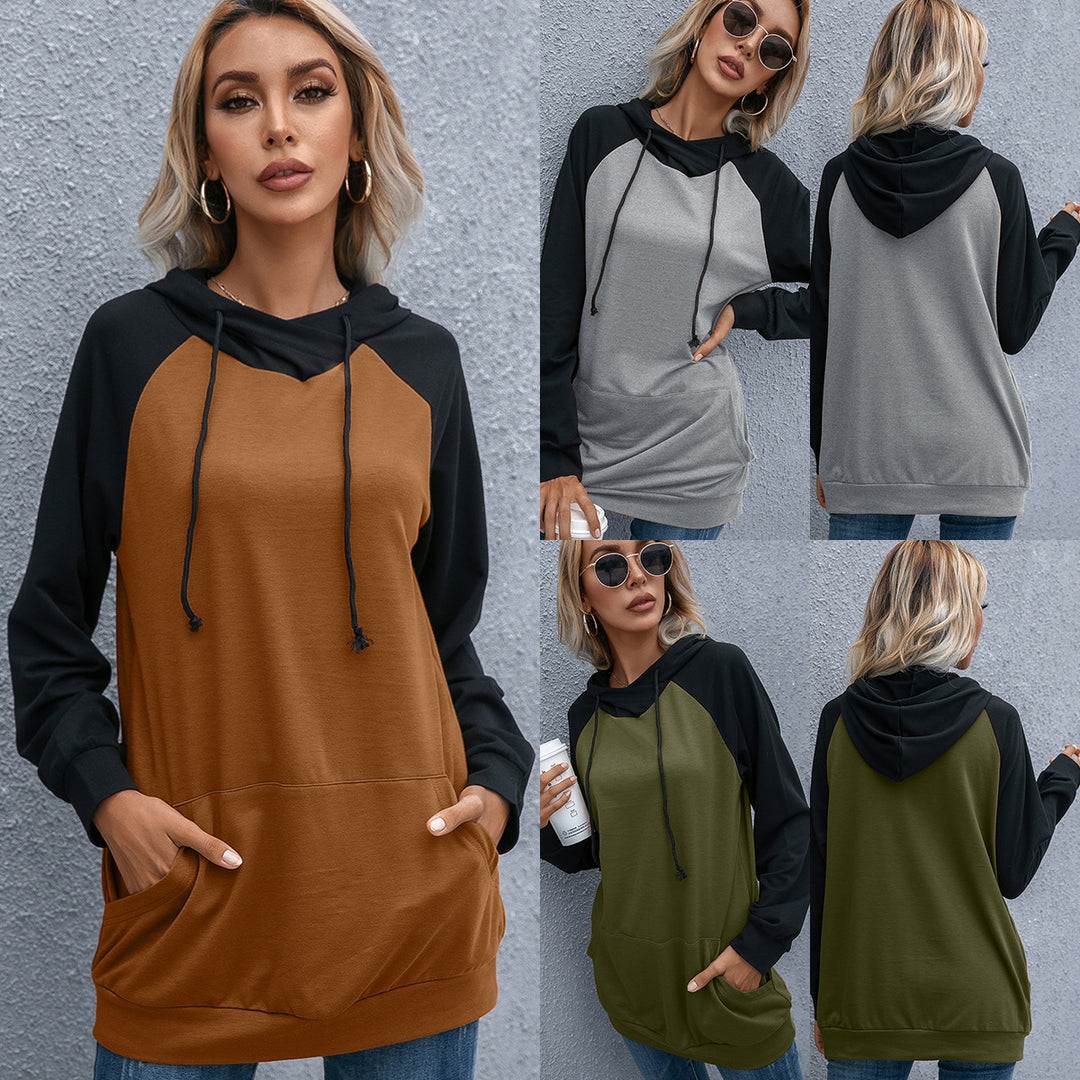 Casual hooded sweatshirt for women with pockets and sporty raglan cut Lune London