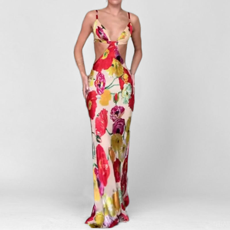 Robe Maxi Élégante Femme avec Découpe Florale et Design Découpé Chic & Stil