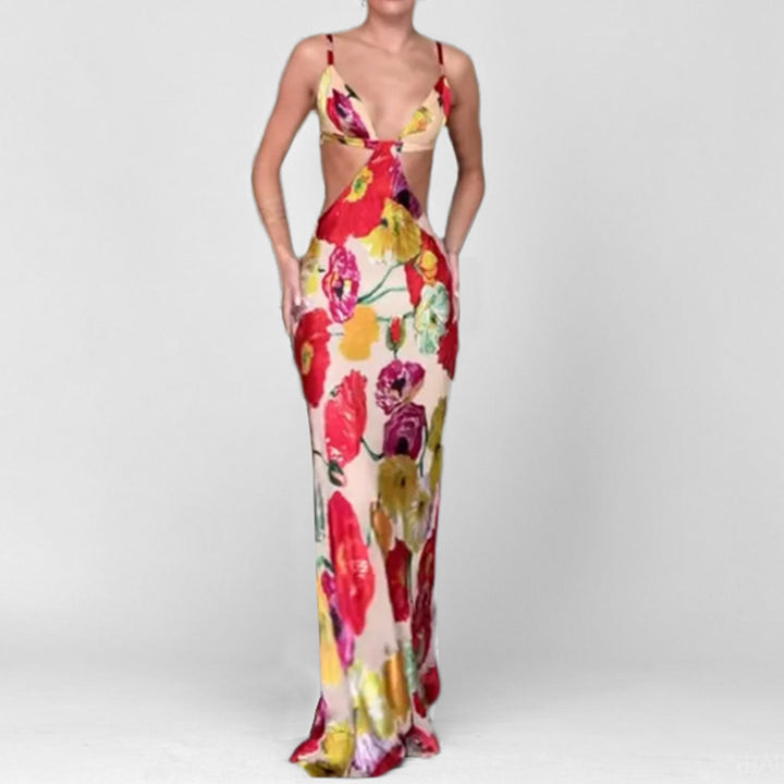 Robe Maxi Élégante Femme avec Découpe Florale et Design Découpé Chic & Stil