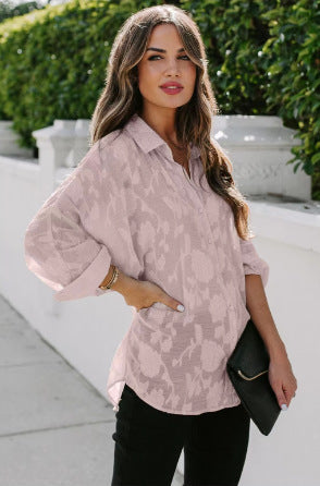 Plus size floral print blouse with airy cut Lune London