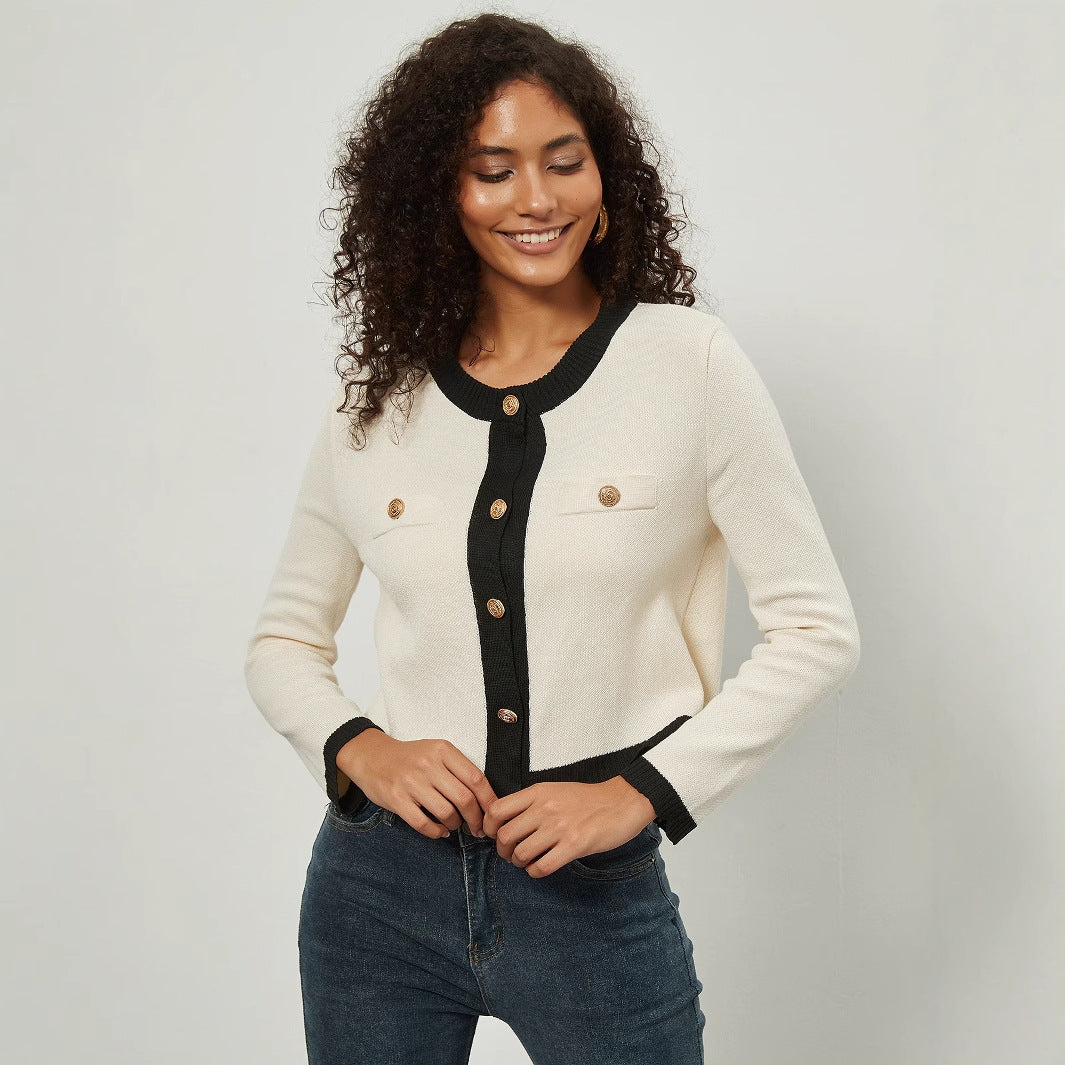 Women Knitted short cardigan with elegant button details Lune London