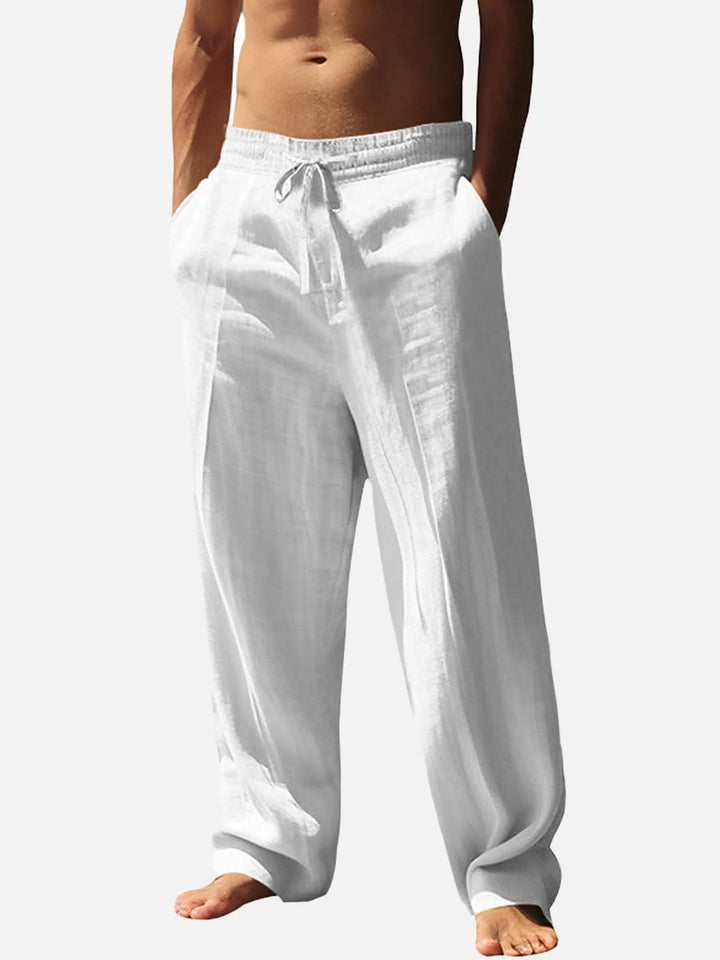 Casual linen pants for men with elastic waistband and side pockets Lune London