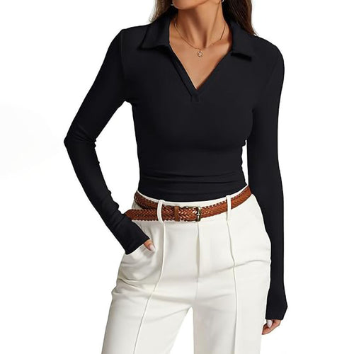 Long sleeve modern fit polo t-shirt for women Lune London