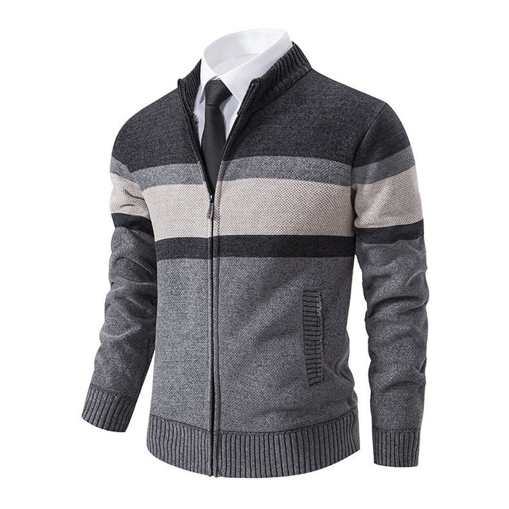 Modern knit jacket for men with high collar and full zip Lune London