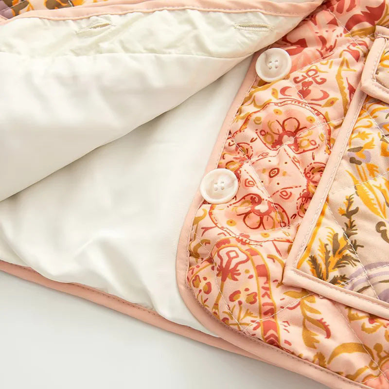 Veste élégante pour femmes rembourrée avec motif floral et poches extérieures pratiques Lune London