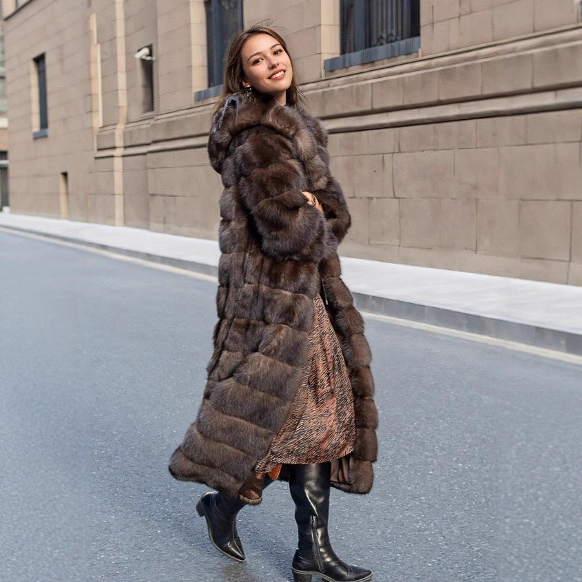 Women’s Faux Fur Coat with Hood, Elegant Fit & Soft Fabric | Lune London