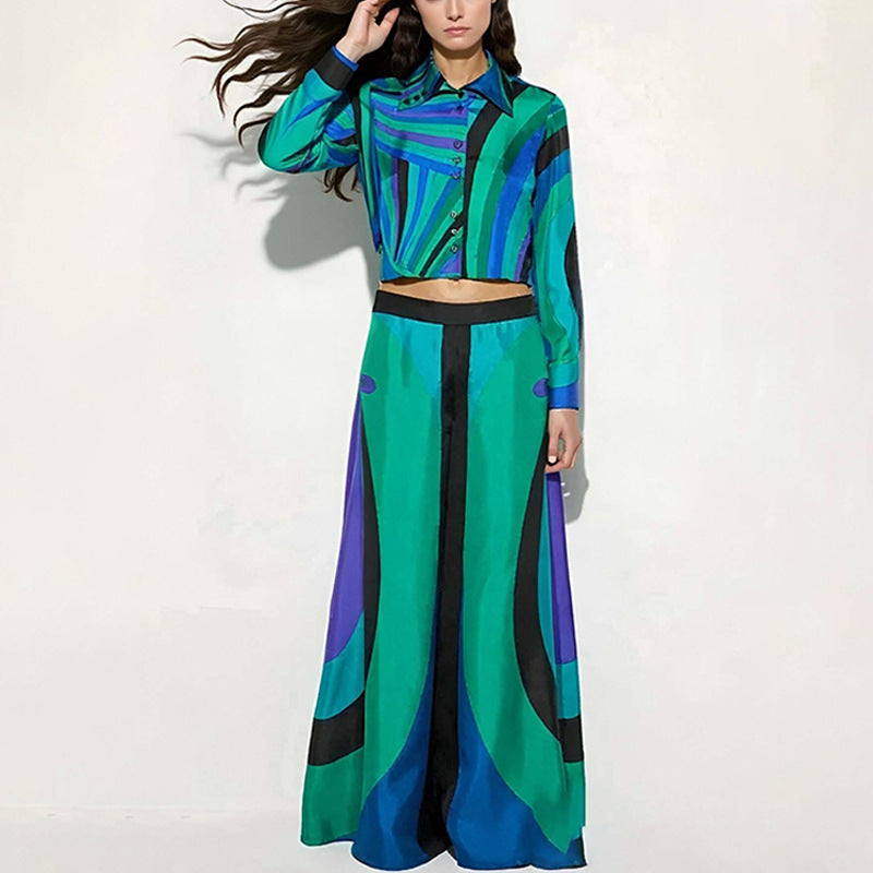 Ensemble pour femmes élégant à deux pièces avec crop top et jupes maxi Chic & Stil