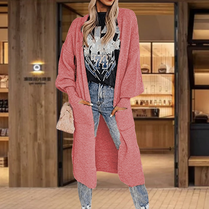 Knitted cardigan for women with wide sleeves and practical inset pockets Lune London