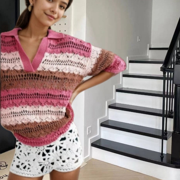 Knit set for women with trendy airy pattern and relaxed fit Lune London