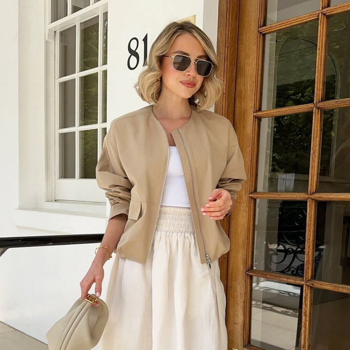 Casual quilted jacket for women with practical patch pockets and elastic waistband Lune London