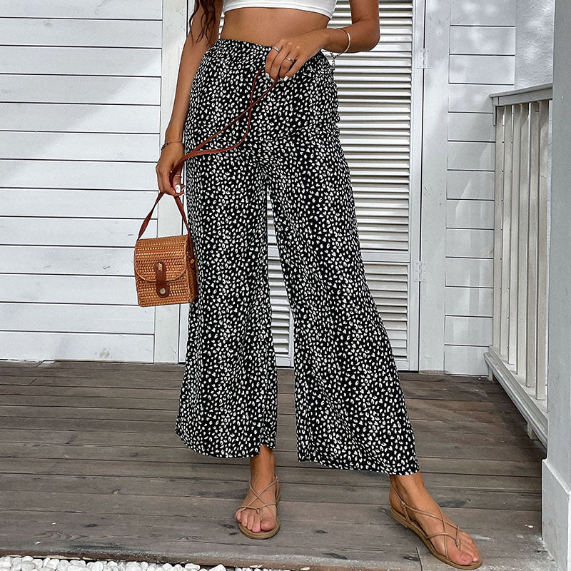 Women Wide Leg Pants Animal Print Lune London