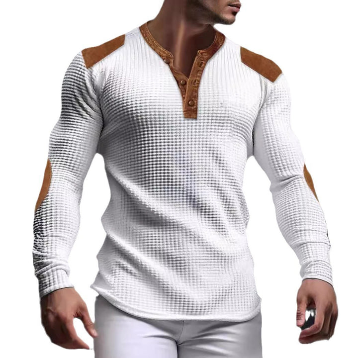 Structured long-sleeve shirt for men with trendy leather applications Lune London