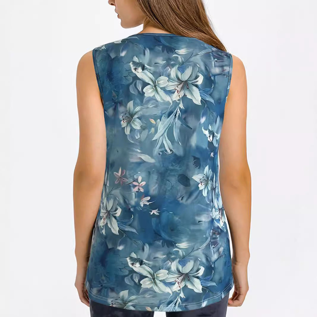 Ladies floral pattern sleeveless blouse Lune London