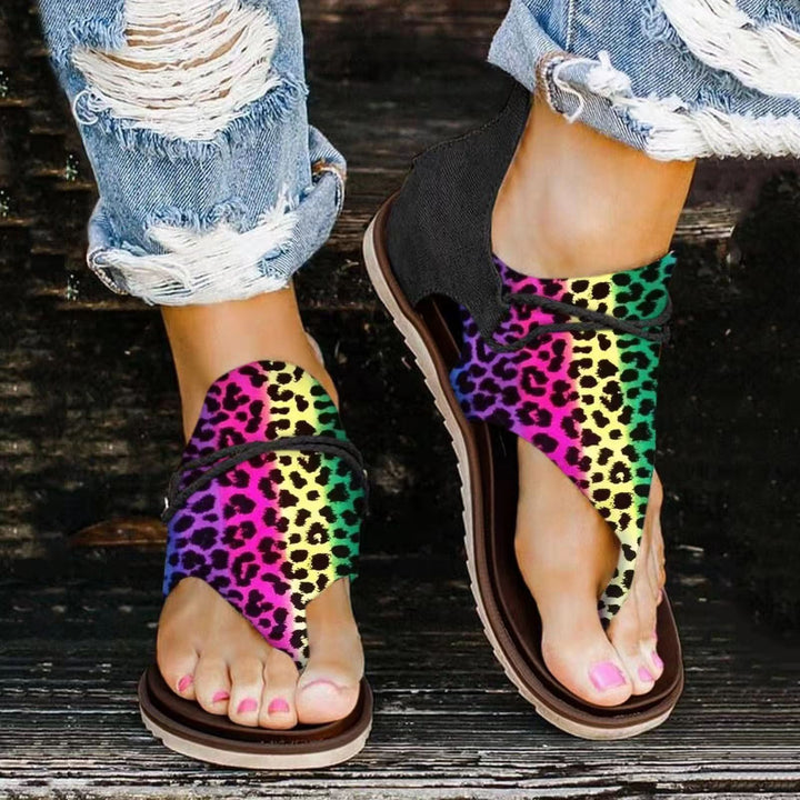 Strap sandals for women with floral and animal design Lune London