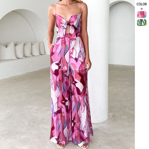 summer jumpsuit for women with playful knot detail and side pockets Chic & Stil