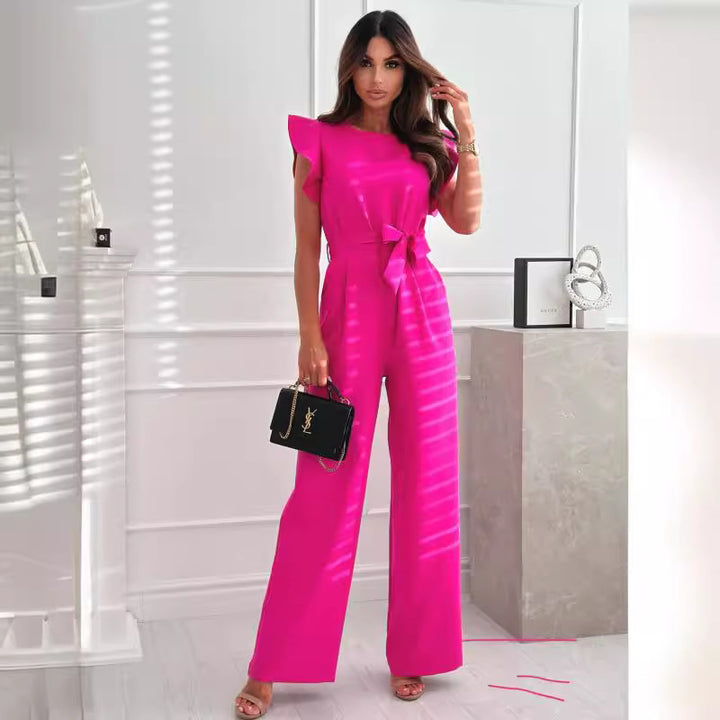 Elegant jumpsuit for women with flounced columns Lune London