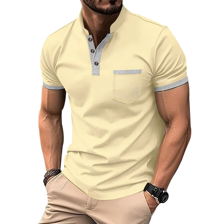 Men's short sleeve Henley shirt with an additional modern design and a chest pocket Lune London