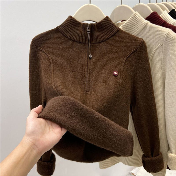 Pull en tricot pour femme avec col montant et zip Chic & Stil