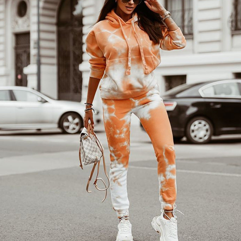 Lune London | Women's Casual Hoodie Sweatpants Set in Tie-Dye Design
