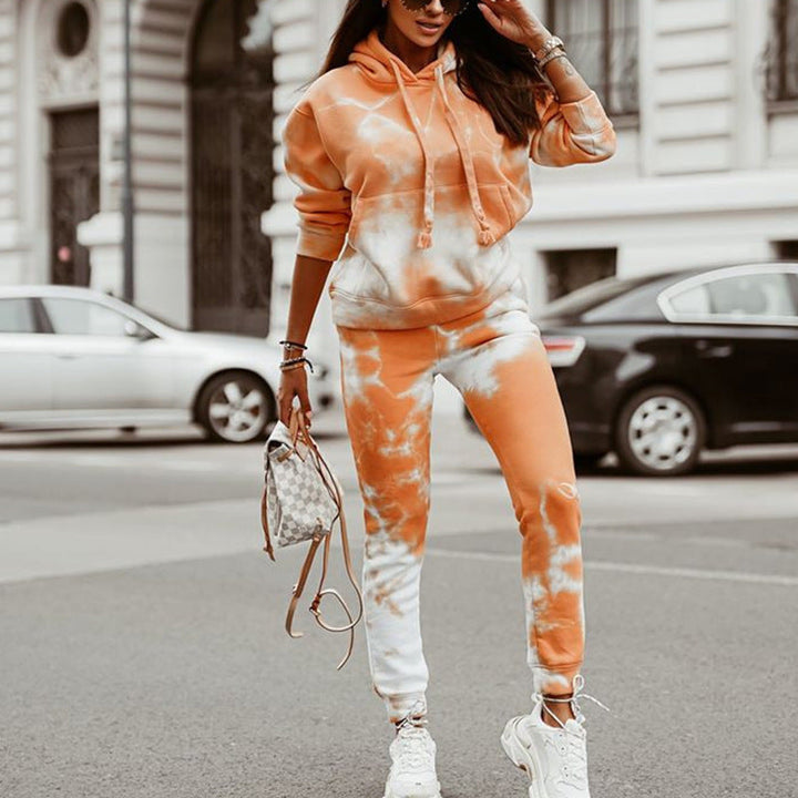 Lune London | Women's Casual Hoodie Sweatpants Set in Tie-Dye Design