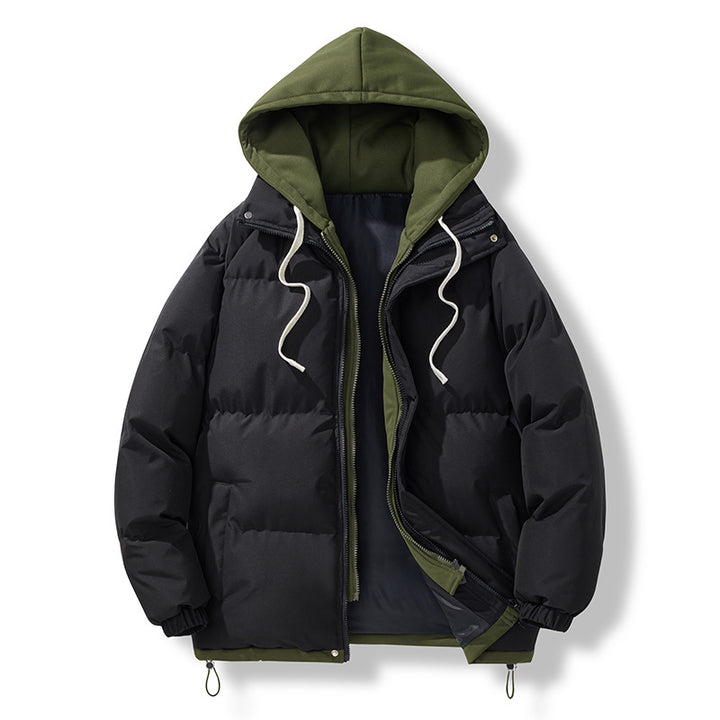 Insulated down jacket for men with removable hood and adjustable hem Lune London