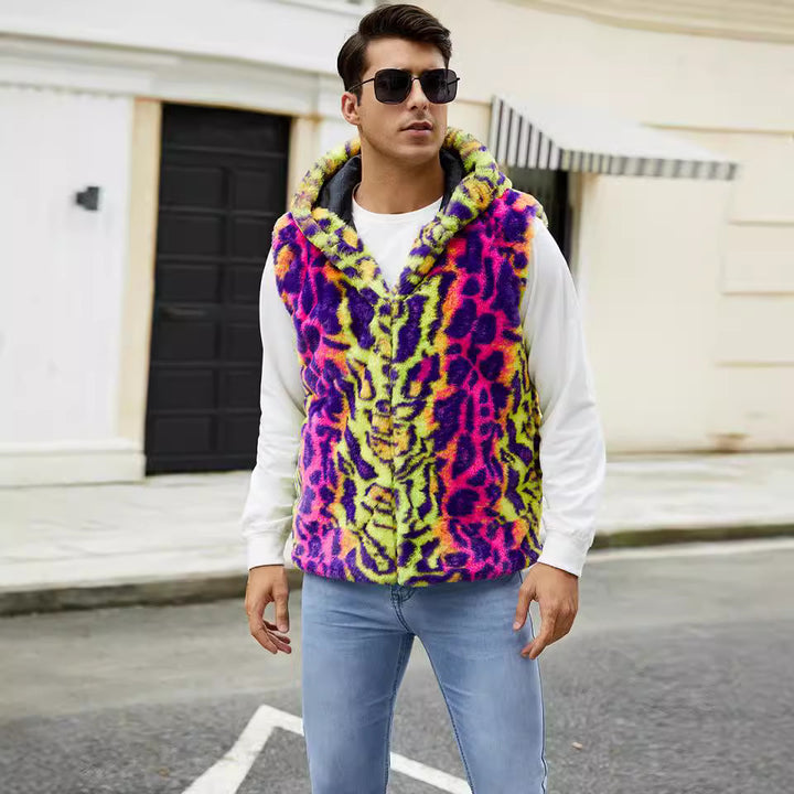 Men's jacket with hood in soft faux fur Lune London