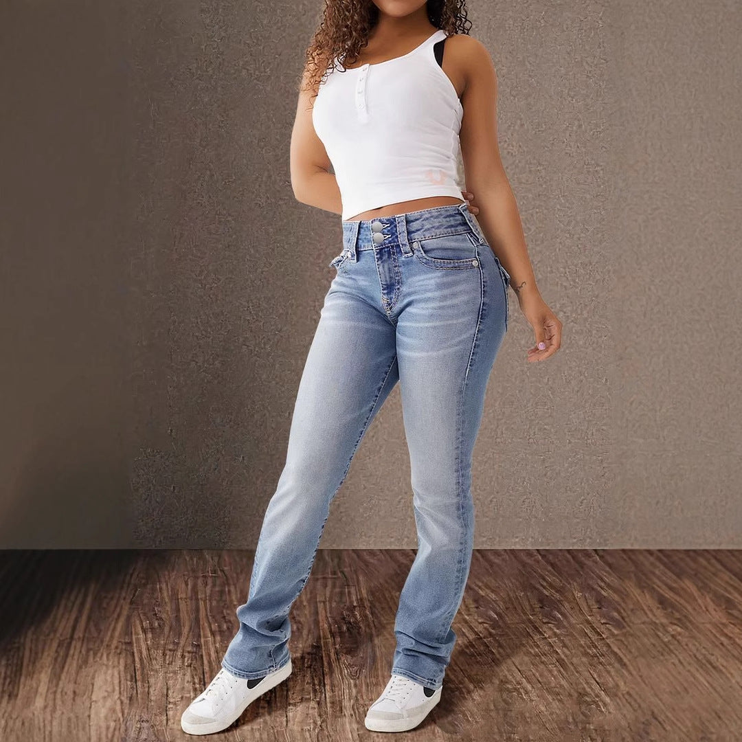 Ladies High-Waist Jeans in Vintage Look with figure-hugging fit Lune London
