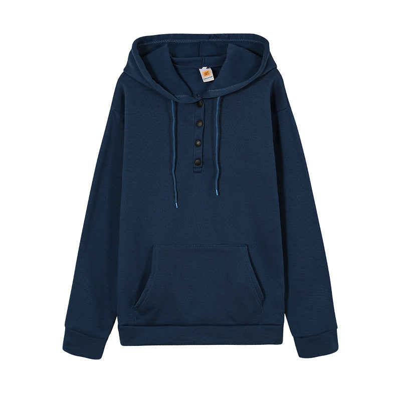 Hooded sweatshirt for women with button details and practical kangaroo pocket Lune London
