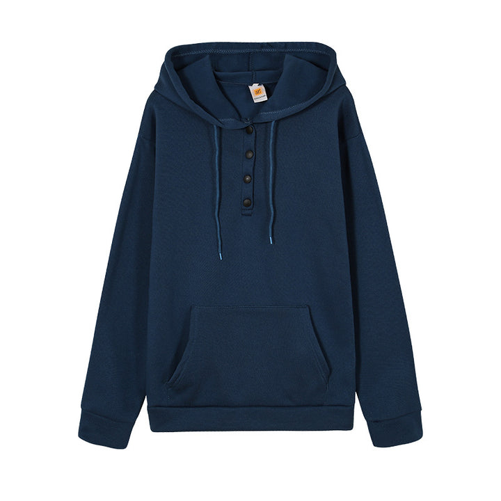 Hooded sweatshirt for women with button details and practical kangaroo pocket Lune London