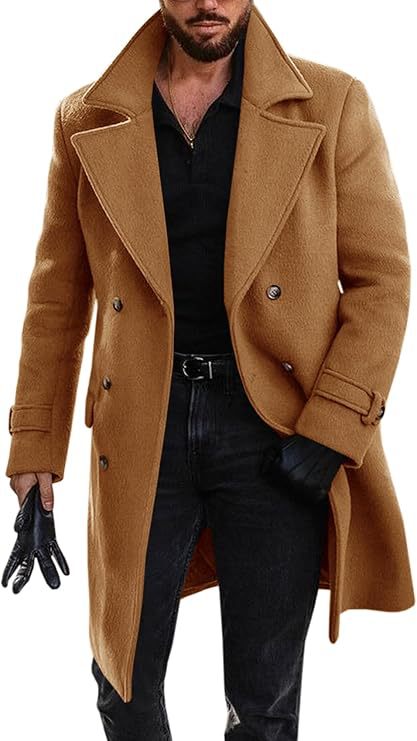 Elegant long coat for men with double-breasted Lune London