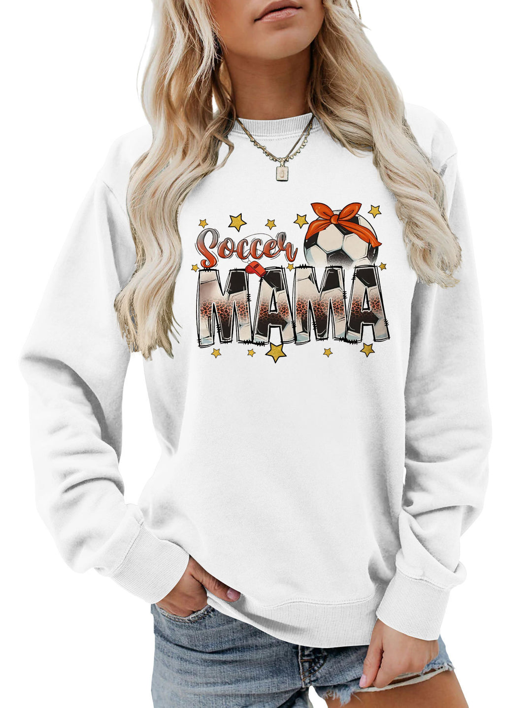 Sweatshirt pour femmes avec imprimé accrocheur "Soccer Mama" et coupe confortable Chic & Stil