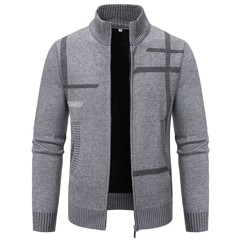 Men's knit jacket with graphic patterns and high collar Lune London