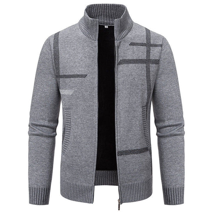 Men's knit jacket with graphic patterns and high collar Lune London
