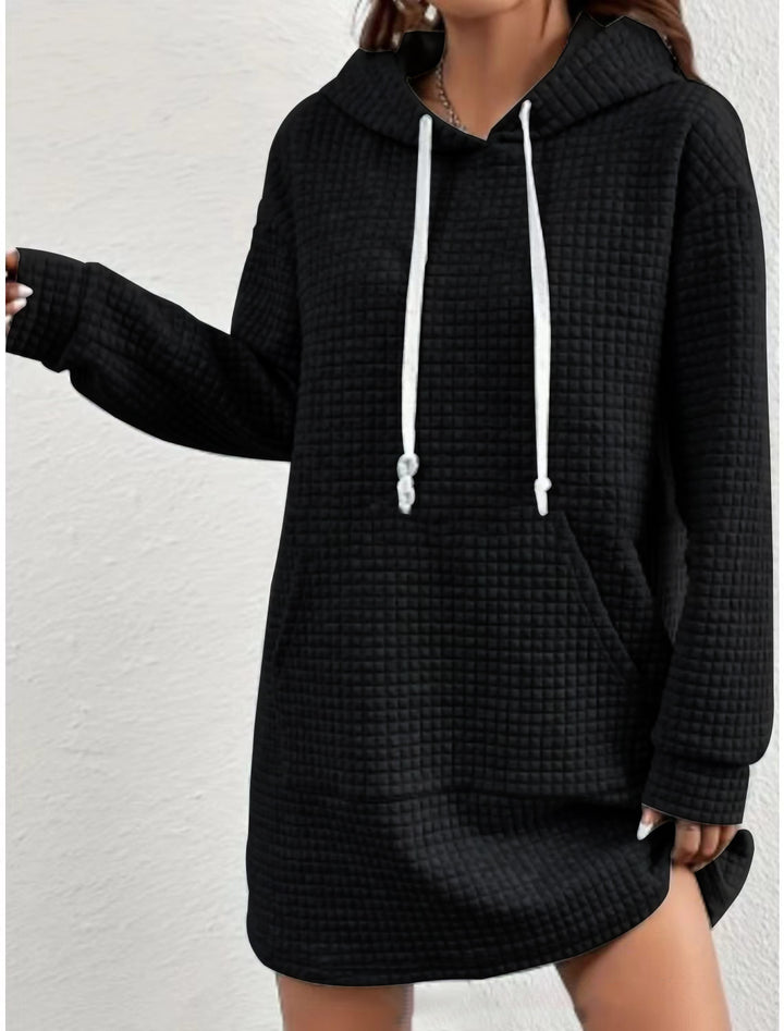 Plus size hooded dress for women with textured surface Lune London