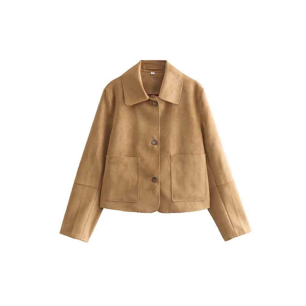 Timeless ladies suede jacket with elegant collar and practical pockets Lune London