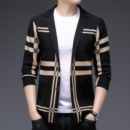 Fashion knit jacket for men with an elegant checkered pattern Lune London