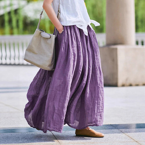 Maxi skirt for women in lightweight linen with fluid cut Lune London