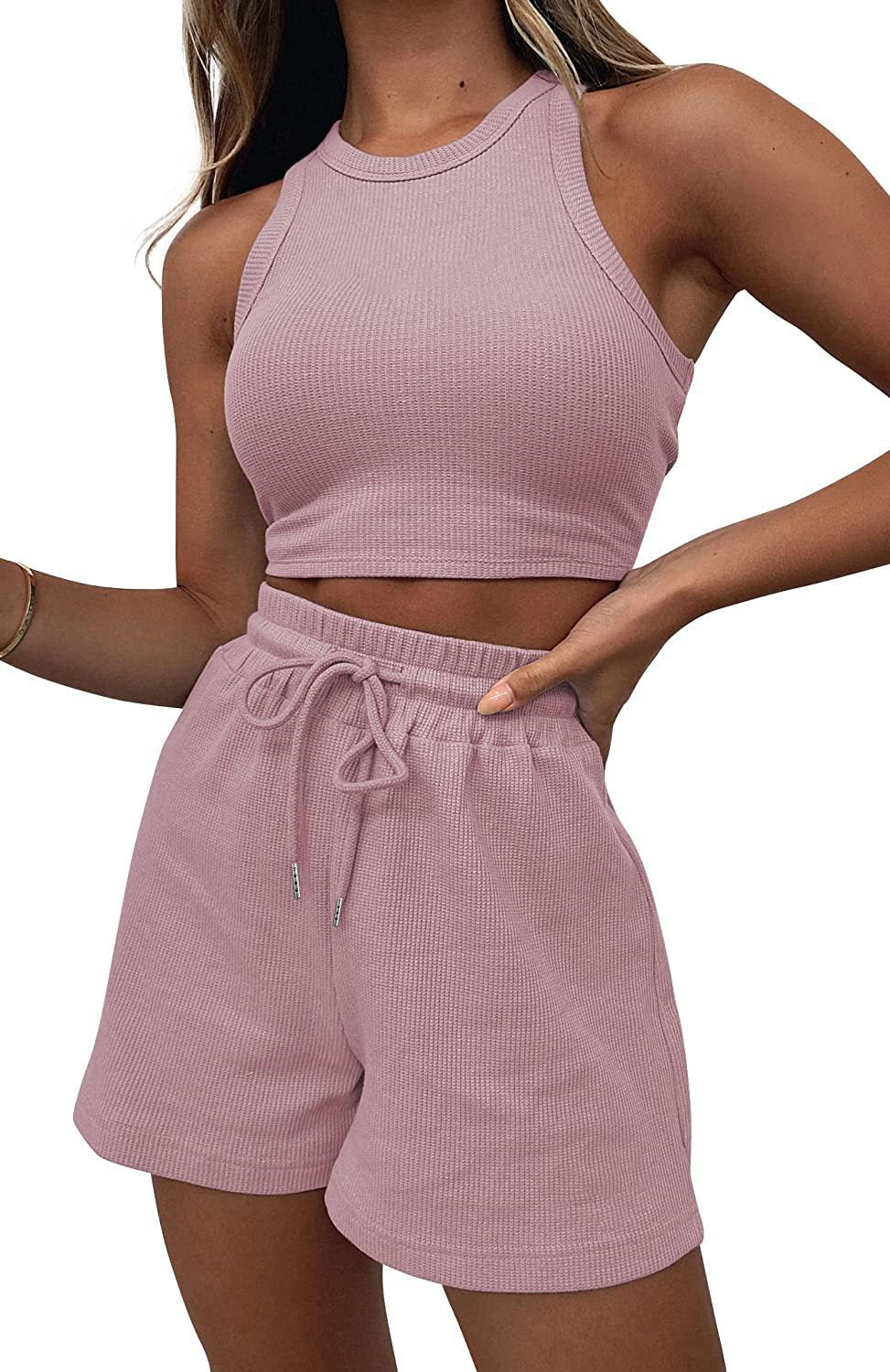 Tenue courte sportive à deux pièces pour femmes avec structure côtelée Lune London