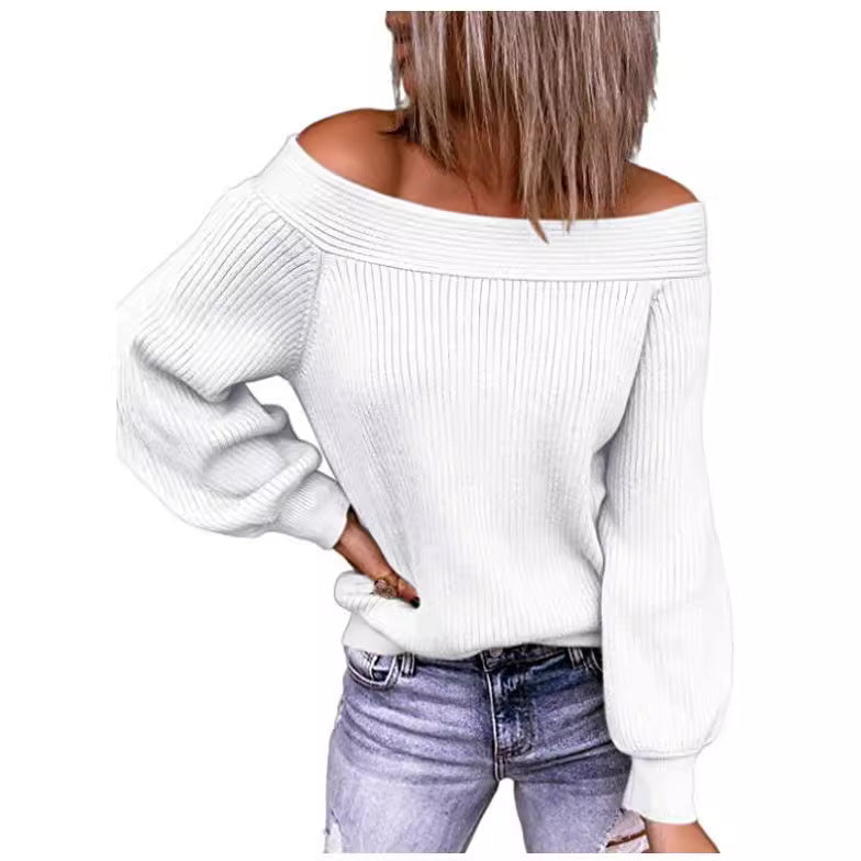 Ladies Off-Shoulder Pullover with Voluminous Sleeves Lune London